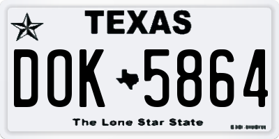 TX license plate DOK5864