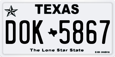 TX license plate DOK5867