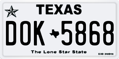 TX license plate DOK5868