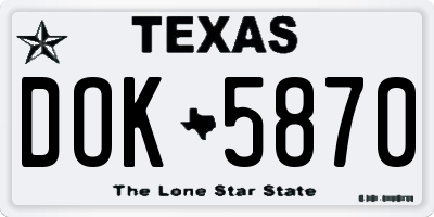 TX license plate DOK5870