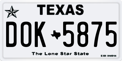 TX license plate DOK5875