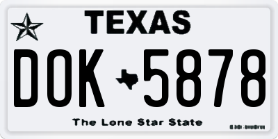 TX license plate DOK5878