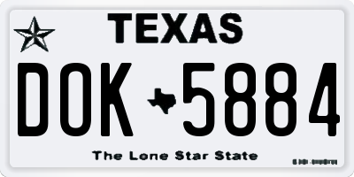 TX license plate DOK5884