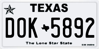 TX license plate DOK5892