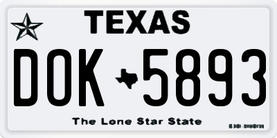 TX license plate DOK5893