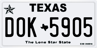 TX license plate DOK5905