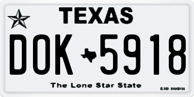 TX license plate DOK5918