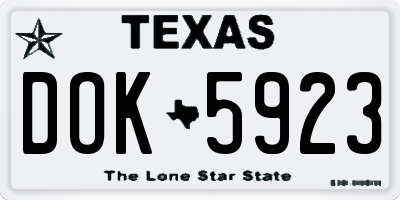 TX license plate DOK5923