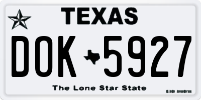 TX license plate DOK5927