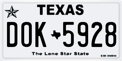 TX license plate DOK5928