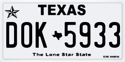 TX license plate DOK5933
