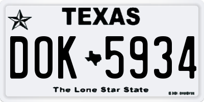 TX license plate DOK5934