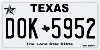 TX license plate DOK5952