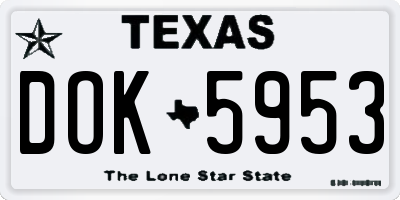 TX license plate DOK5953