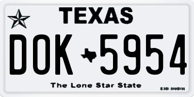 TX license plate DOK5954
