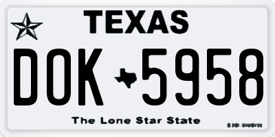 TX license plate DOK5958