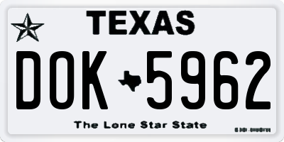 TX license plate DOK5962