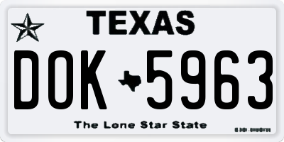 TX license plate DOK5963