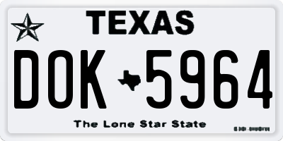TX license plate DOK5964