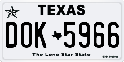 TX license plate DOK5966