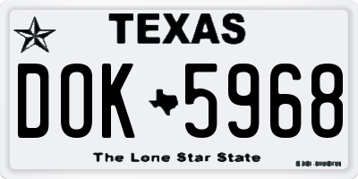 TX license plate DOK5968