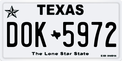 TX license plate DOK5972