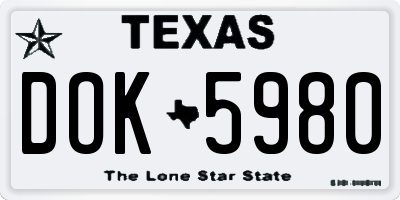 TX license plate DOK5980