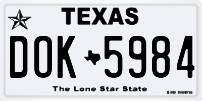 TX license plate DOK5984