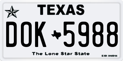 TX license plate DOK5988