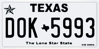 TX license plate DOK5993