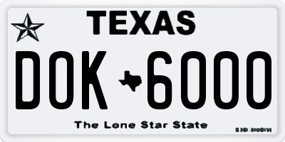 TX license plate DOK6000