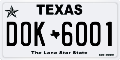 TX license plate DOK6001