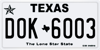 TX license plate DOK6003