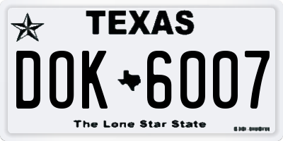 TX license plate DOK6007