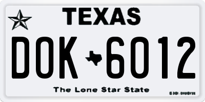 TX license plate DOK6012