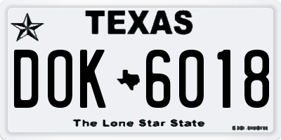 TX license plate DOK6018