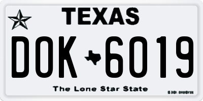 TX license plate DOK6019