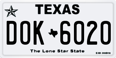 TX license plate DOK6020