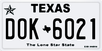 TX license plate DOK6021