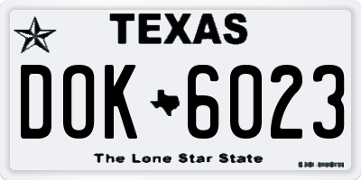 TX license plate DOK6023