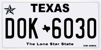 TX license plate DOK6030