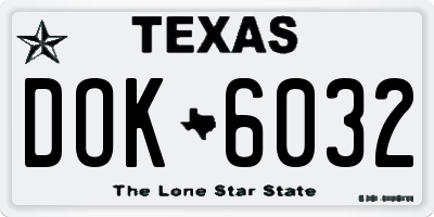 TX license plate DOK6032