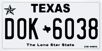 TX license plate DOK6038