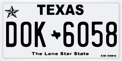 TX license plate DOK6058