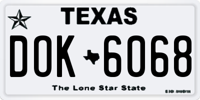 TX license plate DOK6068