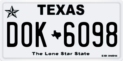 TX license plate DOK6098