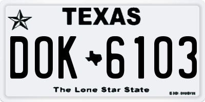 TX license plate DOK6103
