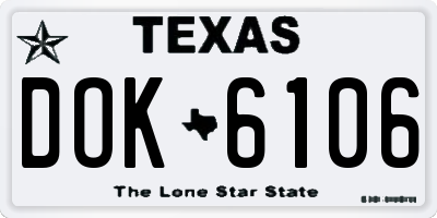 TX license plate DOK6106