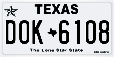 TX license plate DOK6108