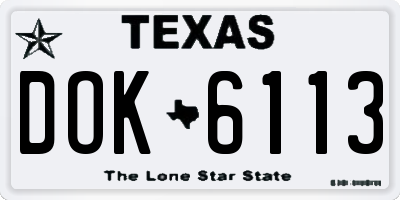 TX license plate DOK6113
